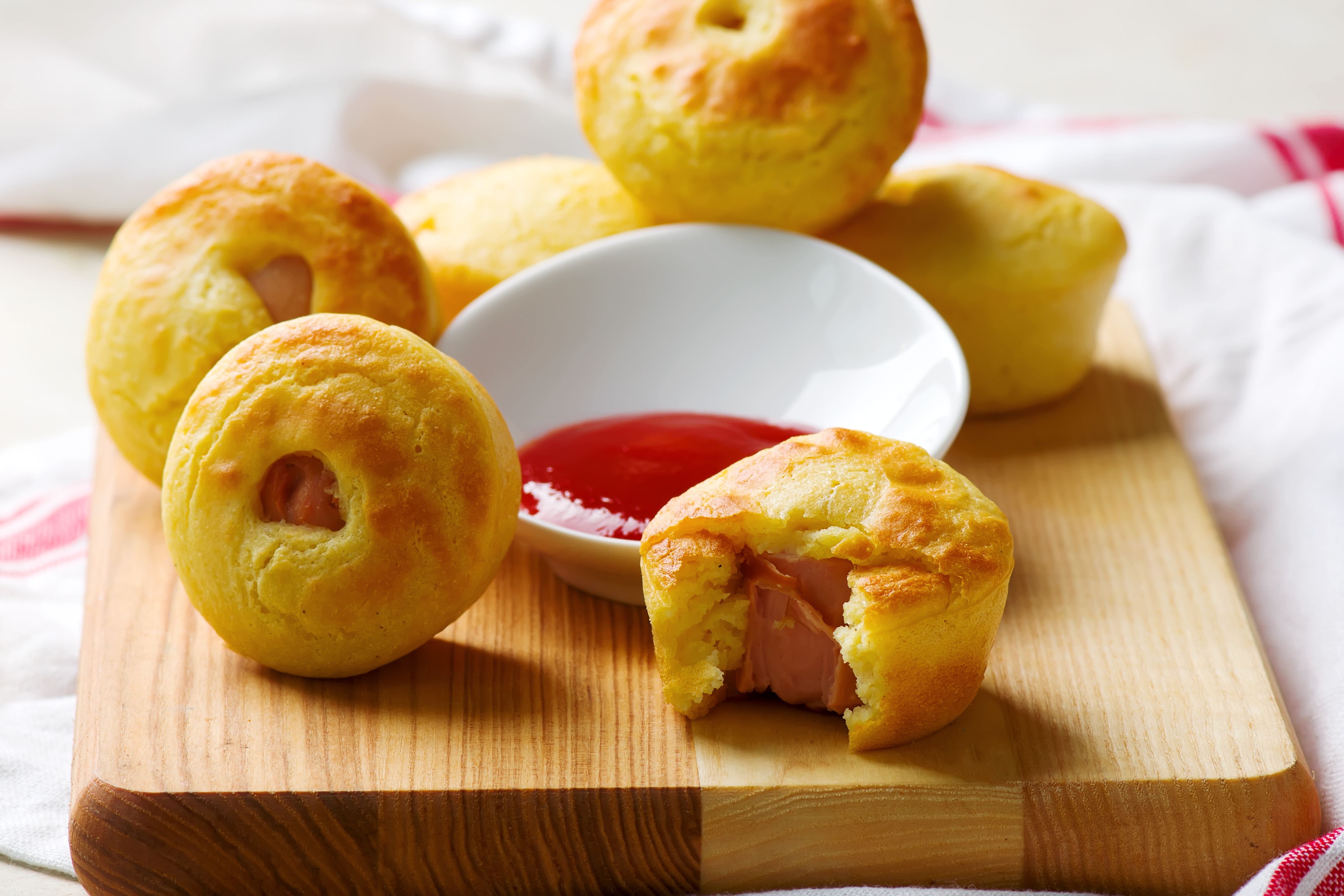 Cheesy Corn Dog Muffins image