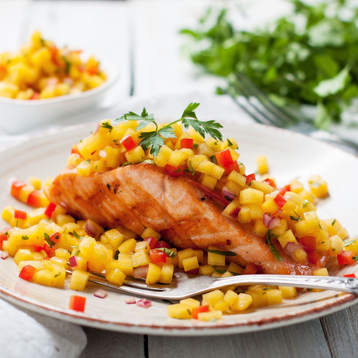 Salmon with Peach Salsa - Urban Meadow® Recipe |  |