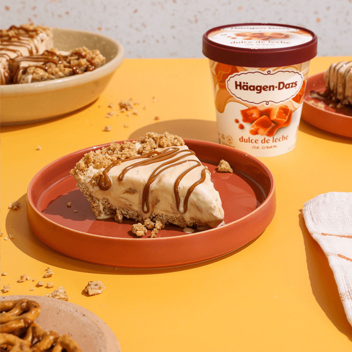 Dulce de Leche Ice Cream Pie with Pretzel Crust - Häagen-Dazs® Recipe |  |