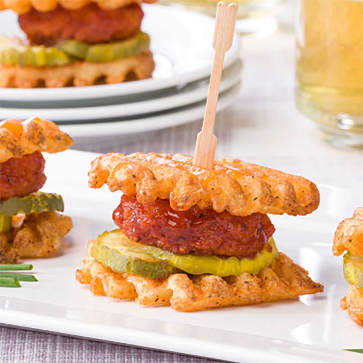 Barbecue Chicken Waffle Sliders Recipe |  |