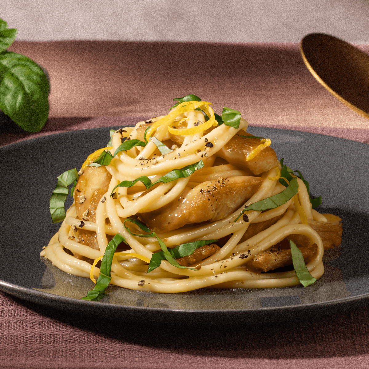 Al Bronzo Spaghetti with Lemon Chicken, Ginger, Basil &amp; Parmesan - Barilla Recipe |  |