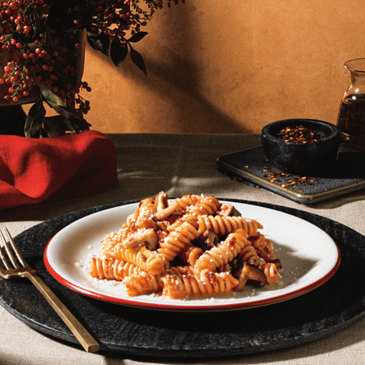 Al Bronzo Fusilli with Spicy Vodka Sauce - Barilla Recipe |  |