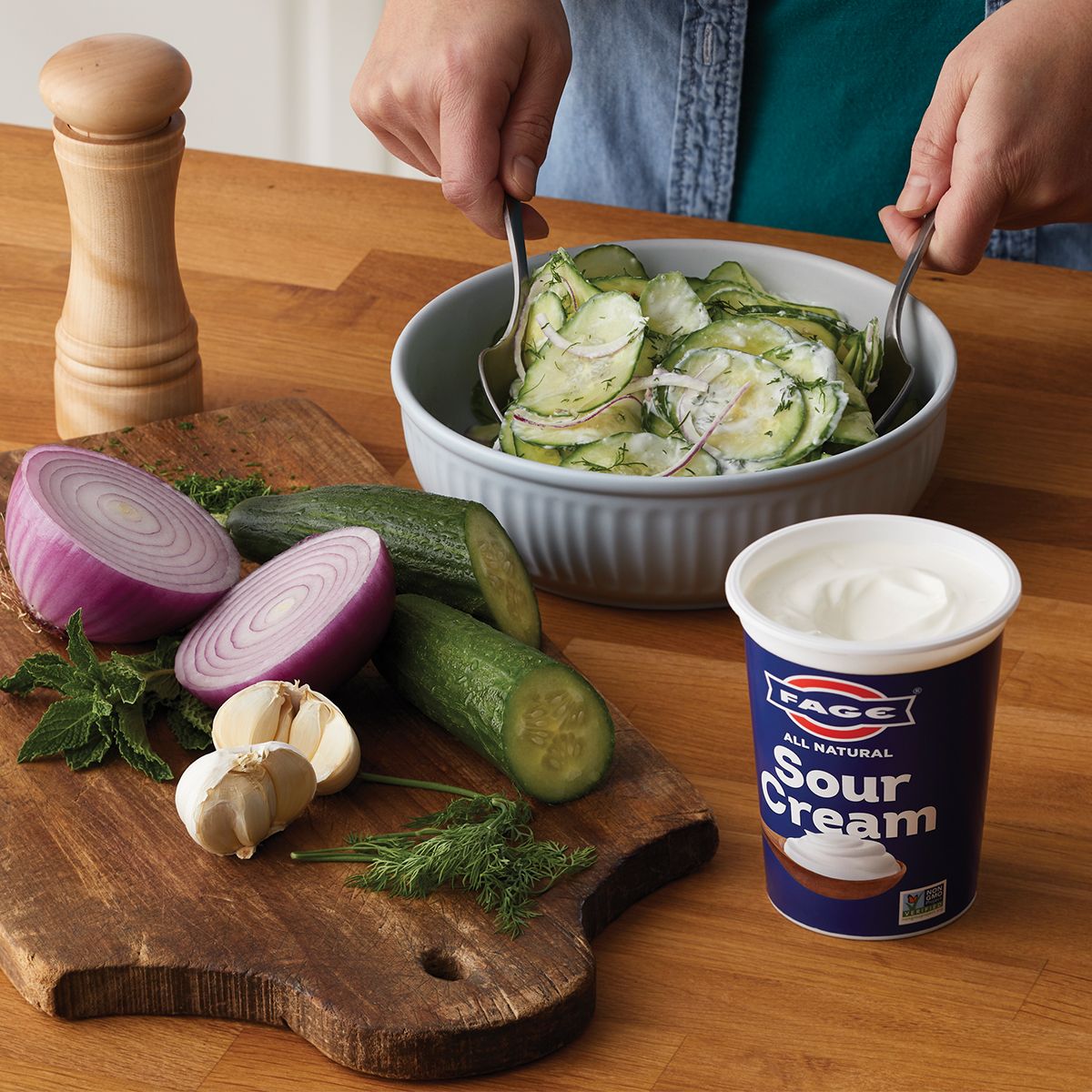 Sour Cream Cucumber Salad - Fage Recipe |  |
