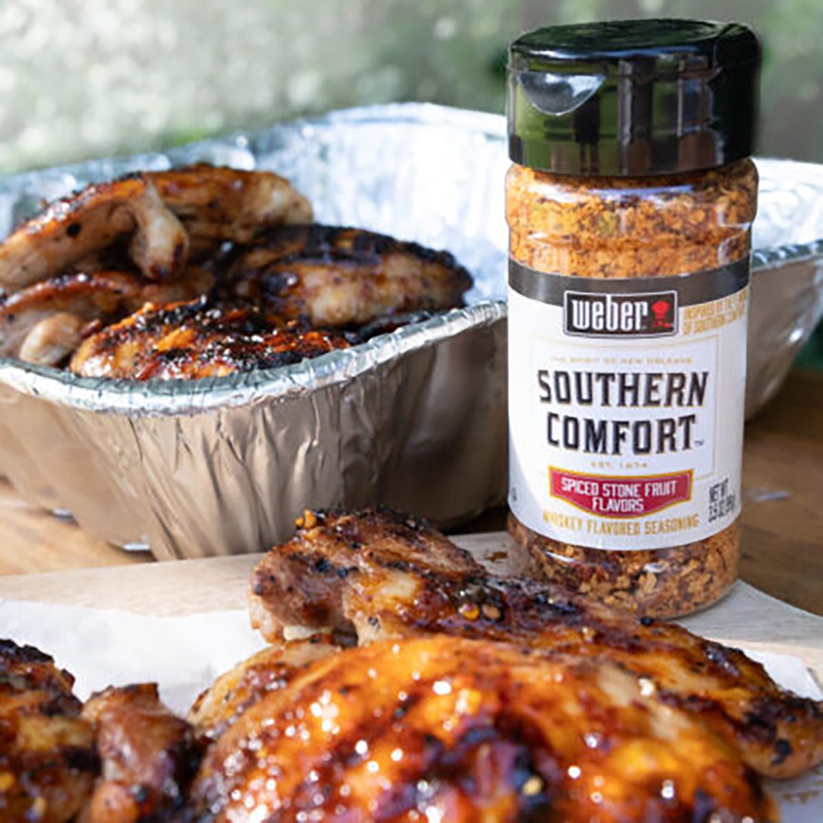 Southern Comfort Whiskey Flavored Seasoning Peach Glazed BBQ Chicken - Weber Recipe |  |