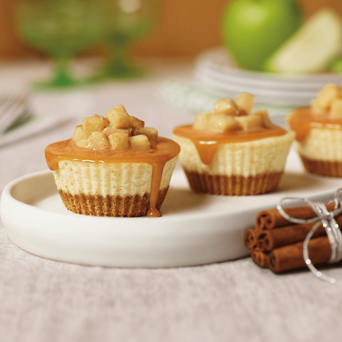 Mini Caramel Apple Cheesecakes - Philadelphia Cream Cheese Recipe |  |