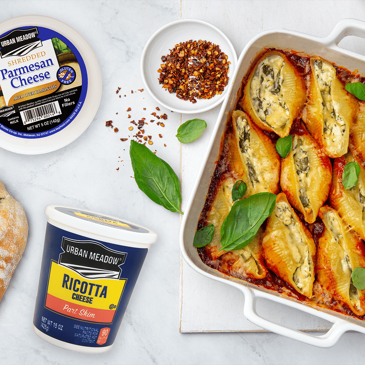 Ricotta &amp; Spinach Stuffed Shells - Urban Meadow Recipe |  |