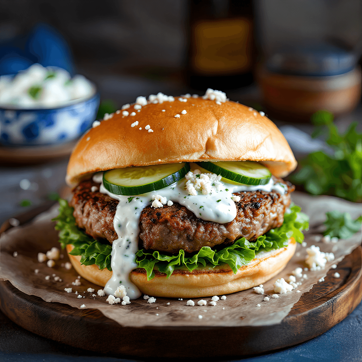 Urban Meadow - Greek Inspired Burger Recipe |  |