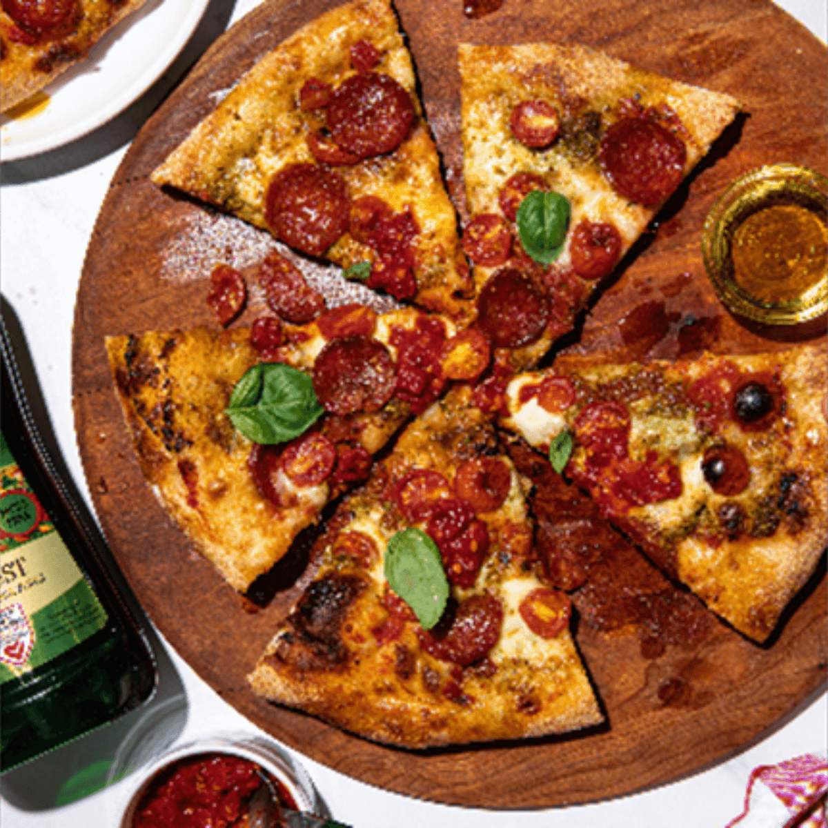 Diavola Pesto Pizza - Pompeian Recipe |  |