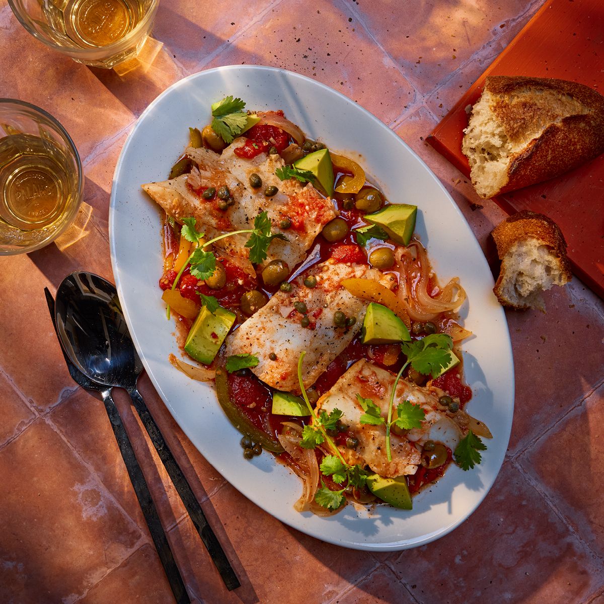 Salted Cod with Stewed Tomatoes and Olives - Wesson Recipe |  |