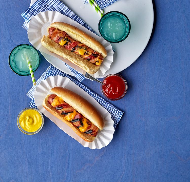 Cheesy Bacon-Wrapped Hot Dogs