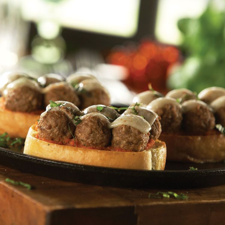 Italian Style Meatball Garlic Toast Crostini - Rosina Celentano