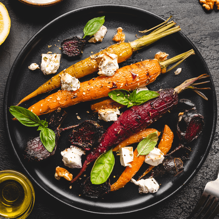 Roasted Carrots with Candied Pecans & Goat Cheese - Urban Meadow
