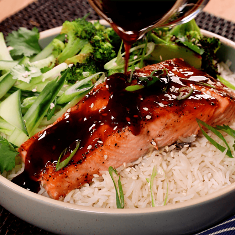 Air Fryer Teriyaki Salmon & Broccoli Bowls - Easy Home Meals