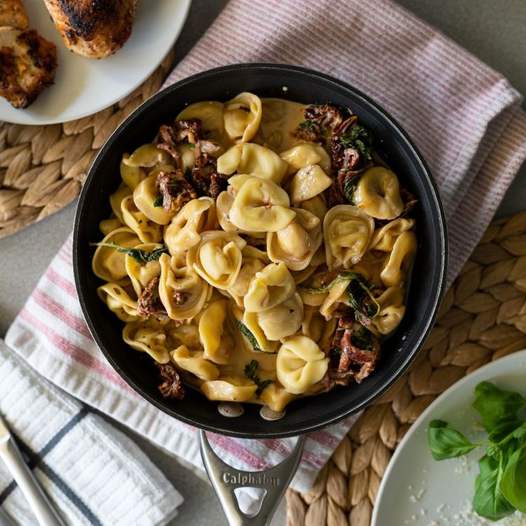 Creamy Tortellini with Chicken, Kale & Sun Dried Tomatoes - Rosina Celentano